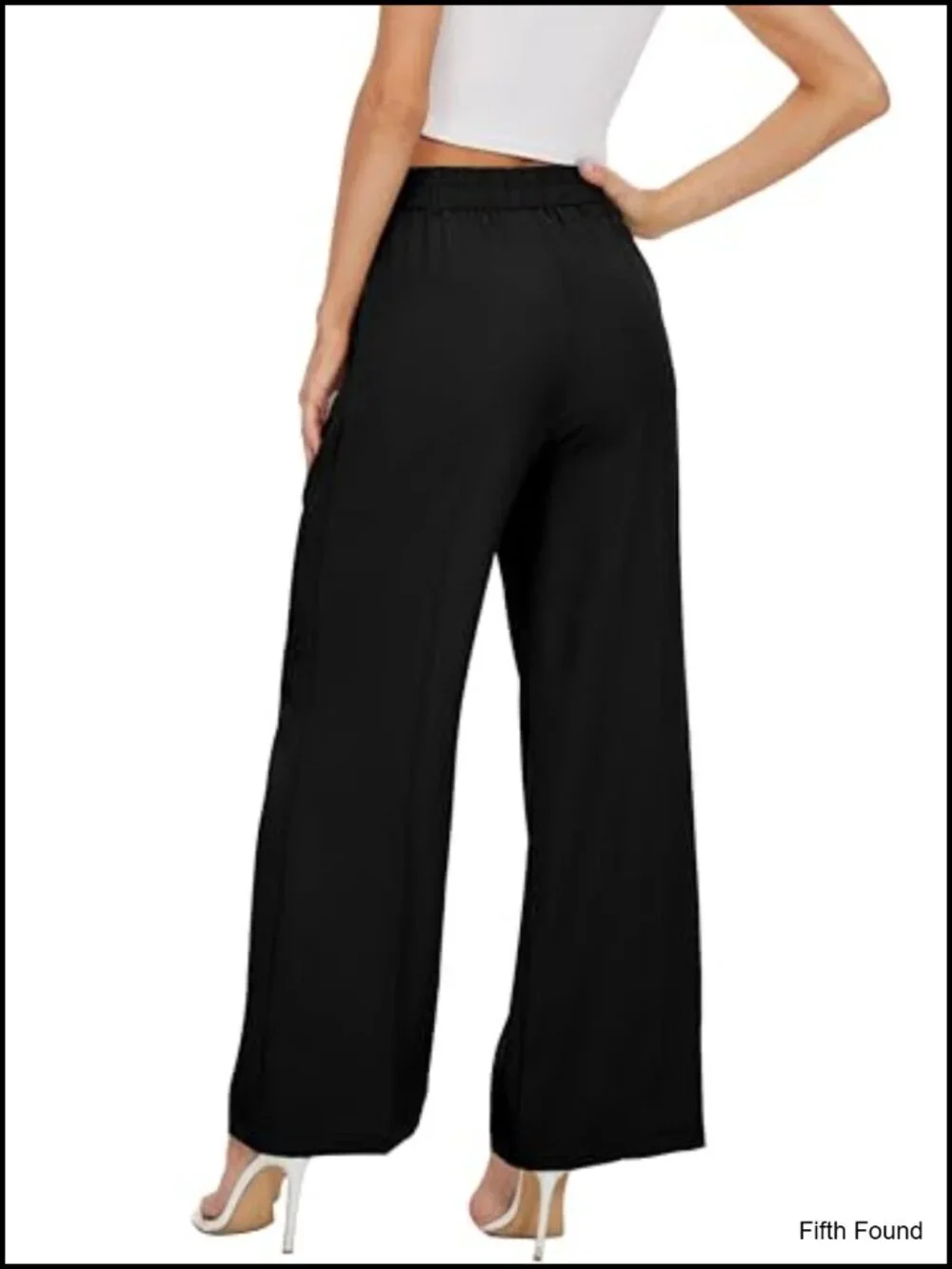 Wide Leg Dress Pants for Women Work Slacks High Waisted Stretchy Back Elastic